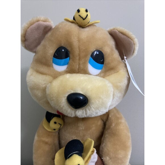 Vintage Soft Things Brooklyn Honey Bear Plush Bees Pot Tags Carnival 15" - Picture 11 of 13